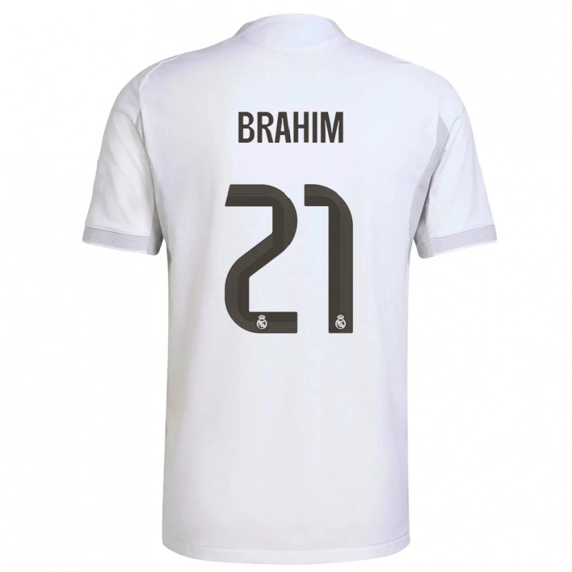 Danxen Dětské Brahim Díaz #21 Bílá Žlutá Domů Hráčské Dresy 2025/26 Dres