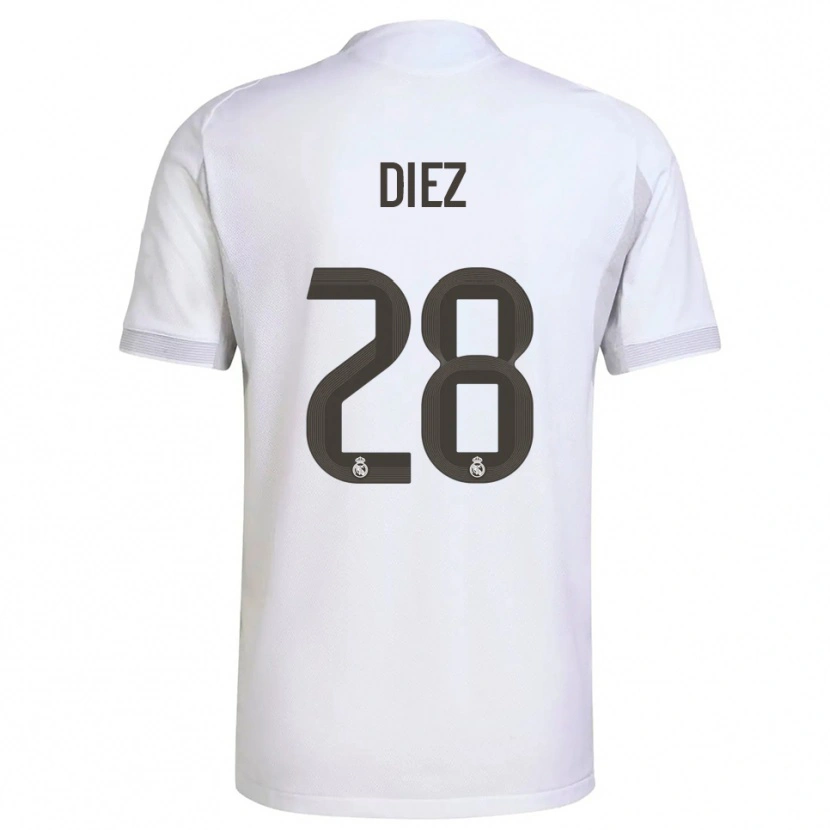Danxen Dětské Carlos Diez #28 Bílá Žlutá Domů Hráčské Dresy 2025/26 Dres