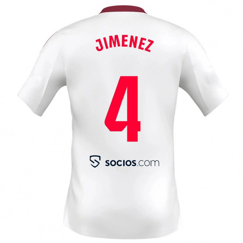 Danxen Dětské Diego Jiménez #4 Bílá Červená Domů Hráčské Dresy 2025/26 Dres