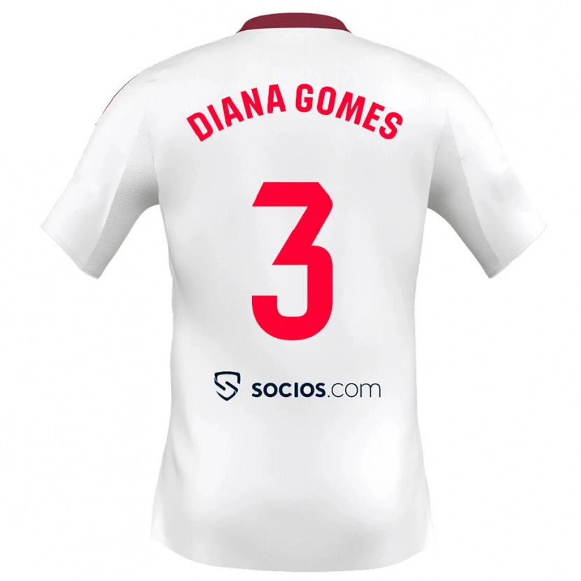 Danxen Dětské Diana Catarina Ribeiro Gomes #3 Bílá Červená Domů Hráčské Dresy 2025/26 Dres