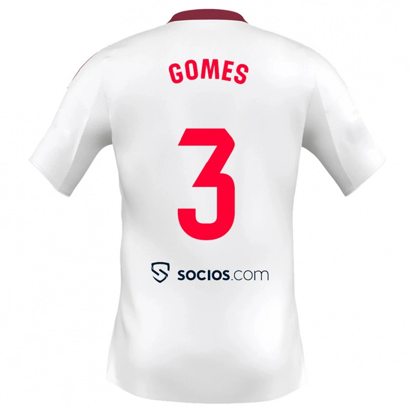Danxen Dětské Diana Gomes #3 Bílá Červená Domů Hráčské Dresy 2025/26 Dres