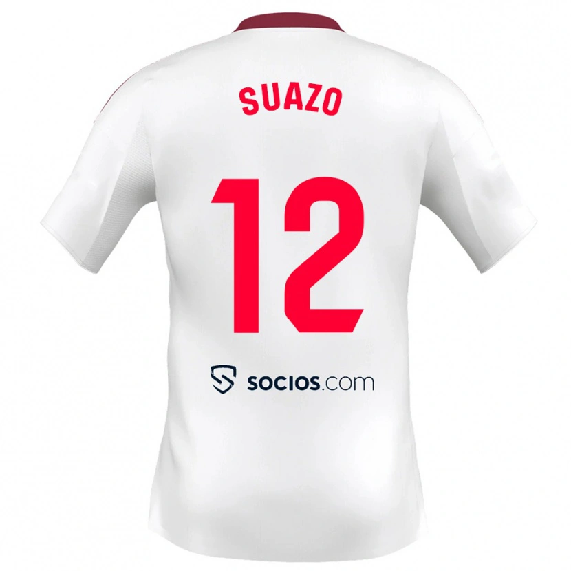 Danxen Dětské Gabriel Suazo #12 Bílá Červená Domů Hráčské Dresy 2025/26 Dres