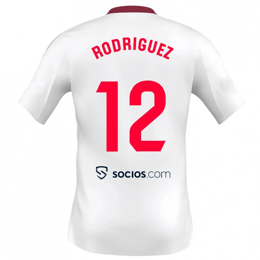 Danxen Dětské Lucía María Rodríguez Herrero #12 Bílá Červená Domů Hráčské Dresy 2025/26 Dres