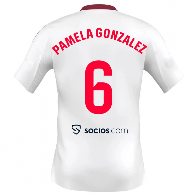 Danxen Dětské Cinthia Pamela González Medina #6 Bílá Červená Domů Hráčské Dresy 2025/26 Dres