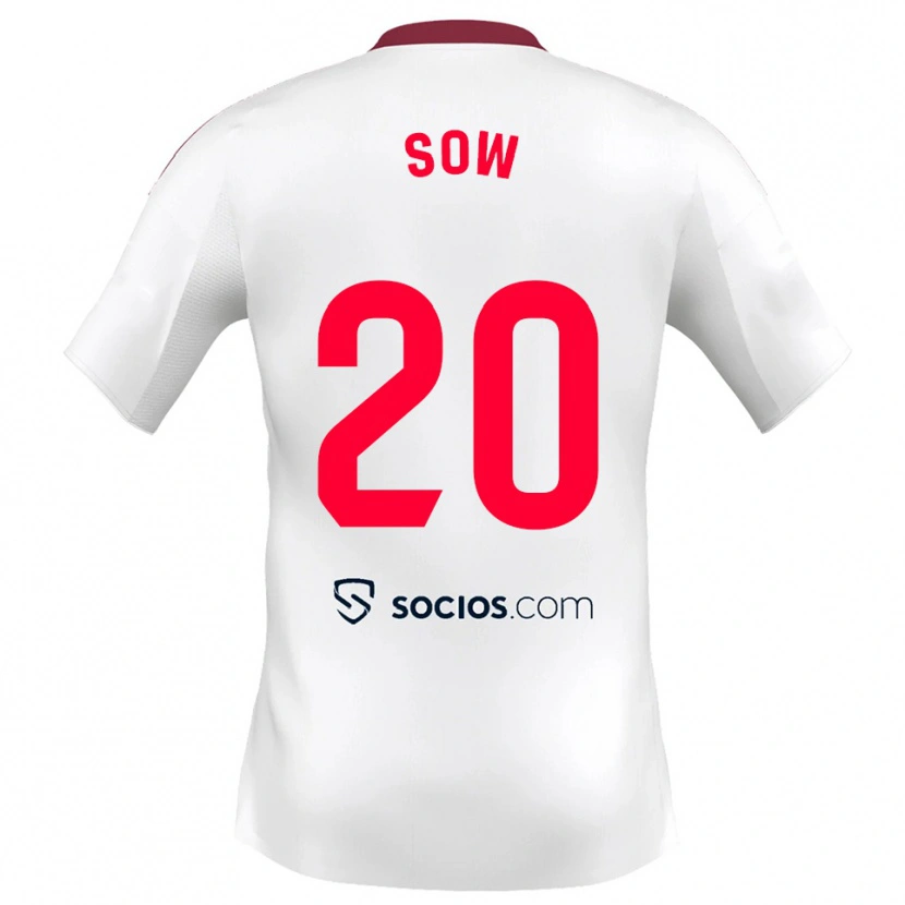 Danxen Dětské Djibril Sow #20 Bílá Červená Domů Hráčské Dresy 2025/26 Dres