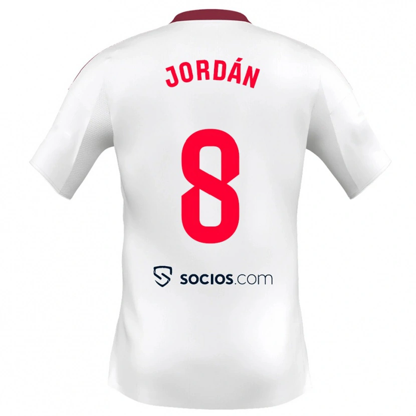 Danxen Dětské Joan Jordán #8 Bílá Červená Domů Hráčské Dresy 2025/26 Dres