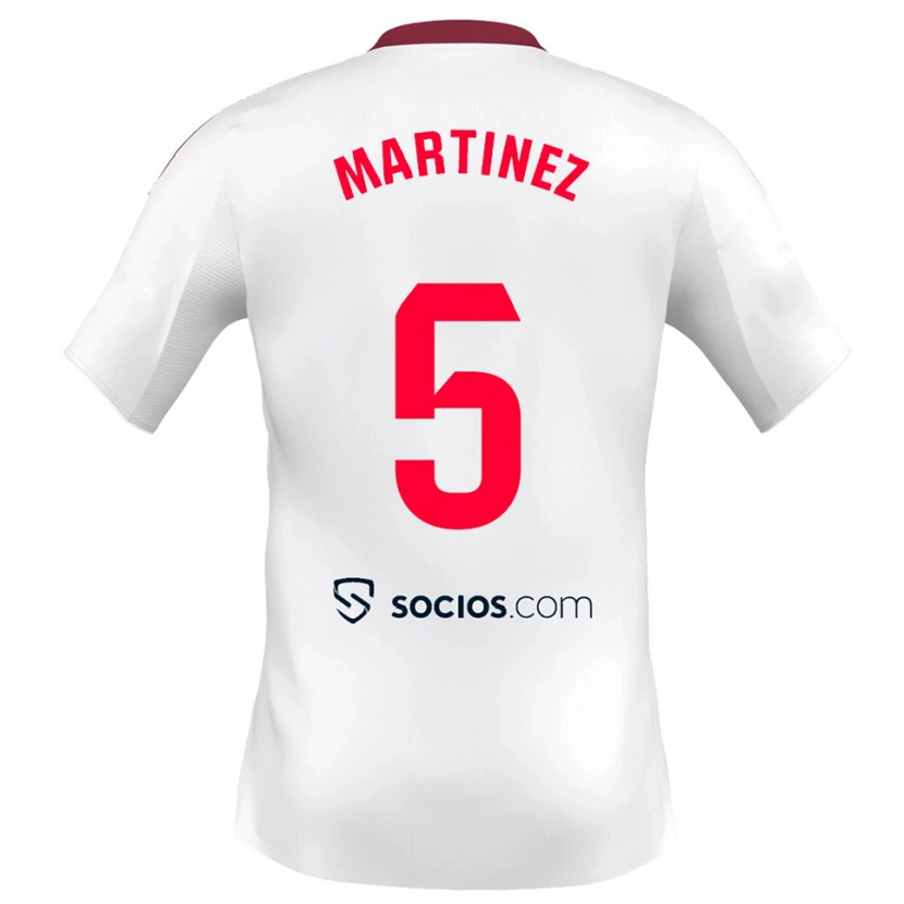 Danxen Dětské Sergio Martínez #5 Bílá Červená Domů Hráčské Dresy 2025/26 Dres
