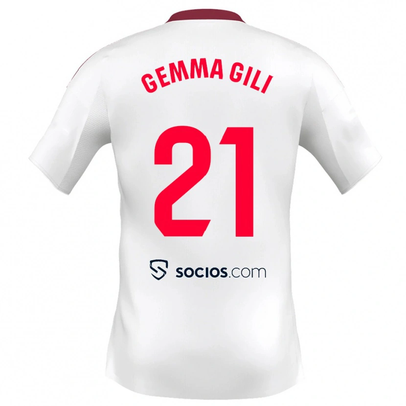 Danxen Dětské Gemma Gili Giner #21 Bílá Červená Domů Hráčské Dresy 2025/26 Dres