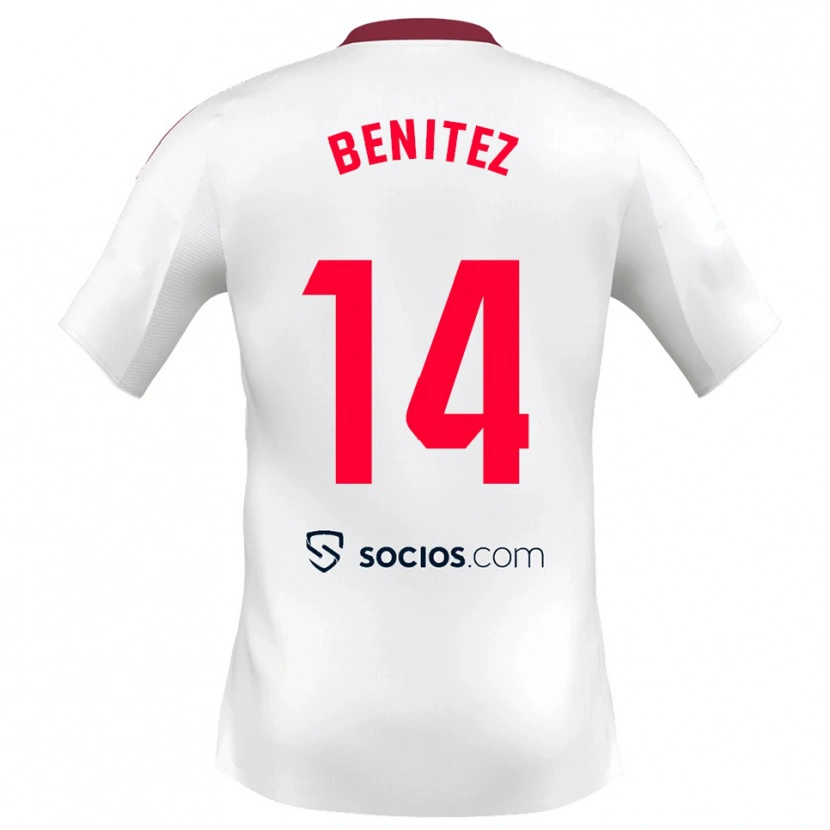 Danxen Dětské Emilio Benítez #14 Bílá Červená Domů Hráčské Dresy 2025/26 Dres