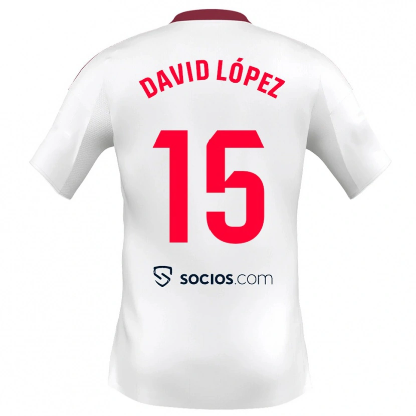 Danxen Dětské David López #15 Bílá Červená Domů Hráčské Dresy 2025/26 Dres