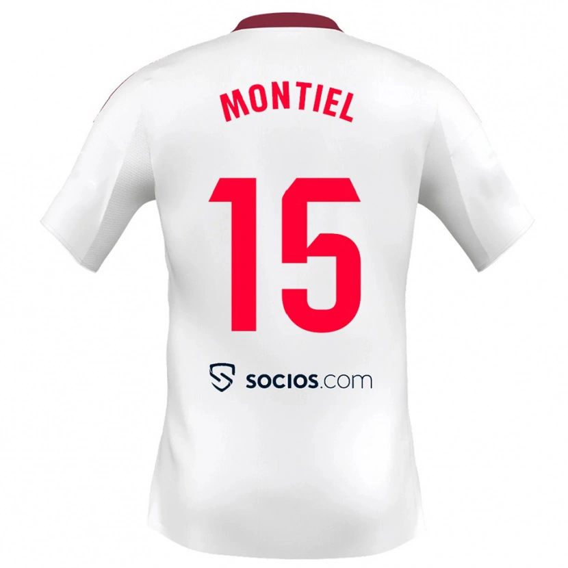 Danxen Dětské Gonzalo Montiel #15 Bílá Červená Domů Hráčské Dresy 2025/26 Dres