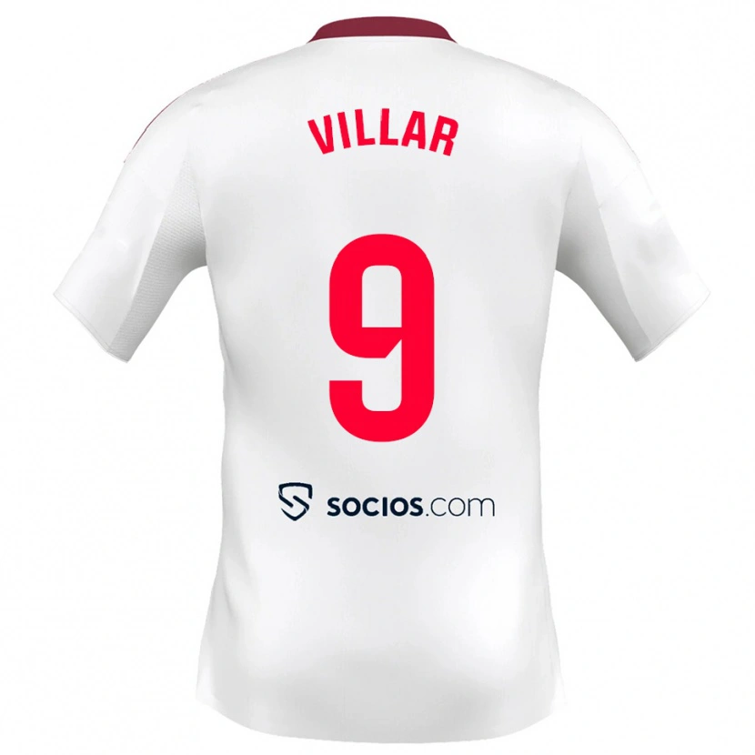 Danxen Dětské Iker Villar #9 Bílá Červená Domů Hráčské Dresy 2025/26 Dres