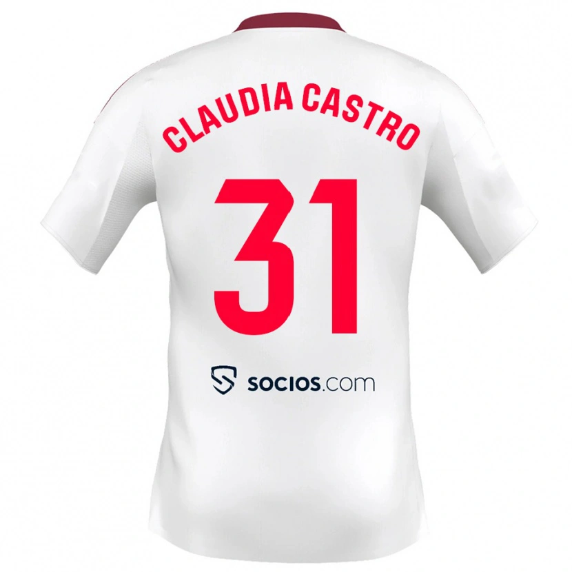 Danxen Dětské Claudia Castro Romero #31 Bílá Červená Domů Hráčské Dresy 2025/26 Dres