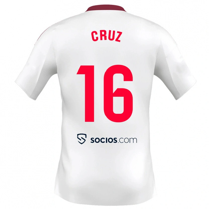 Danxen Dětské Jesús Cruz #16 Bílá Červená Domů Hráčské Dresy 2025/26 Dres