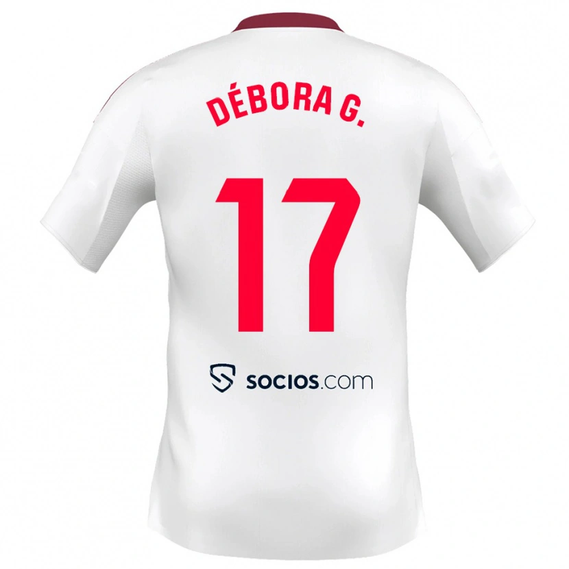 Danxen Dětské Débora García Mateo #17 Bílá Červená Domů Hráčské Dresy 2025/26 Dres