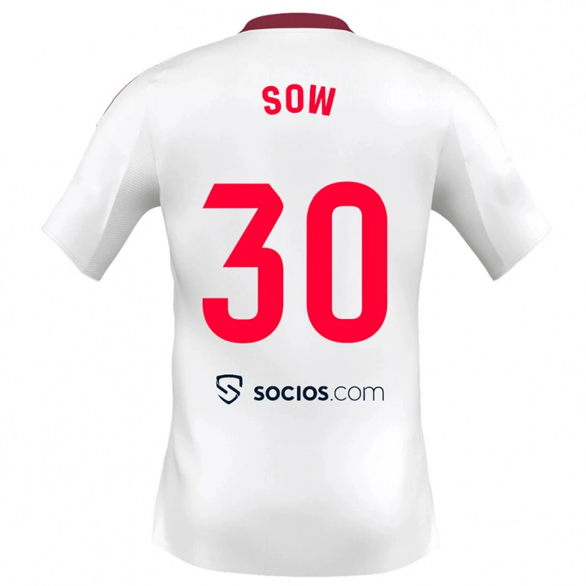 Danxen Dětské Ibrahima Sow #30 Bílá Červená Domů Hráčské Dresy 2025/26 Dres