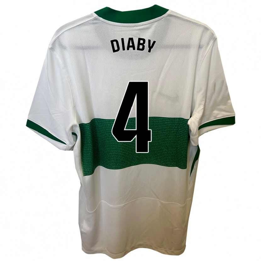Danxen Dětské Bambo Diaby #4 Bílá Zelená Domů Hráčské Dresy 2025/26 Dres