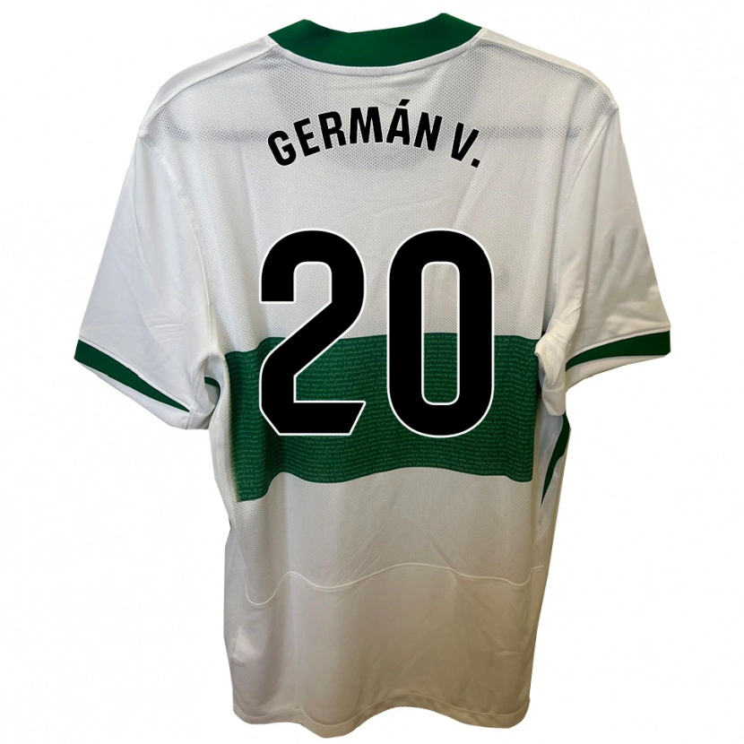 Danxen Dětské Germán Valera #20 Bílá Zelená Domů Hráčské Dresy 2025/26 Dres