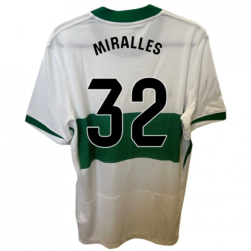 Danxen Dětské Álvaro Miralles #32 Bílá Zelená Domů Hráčské Dresy 2025/26 Dres