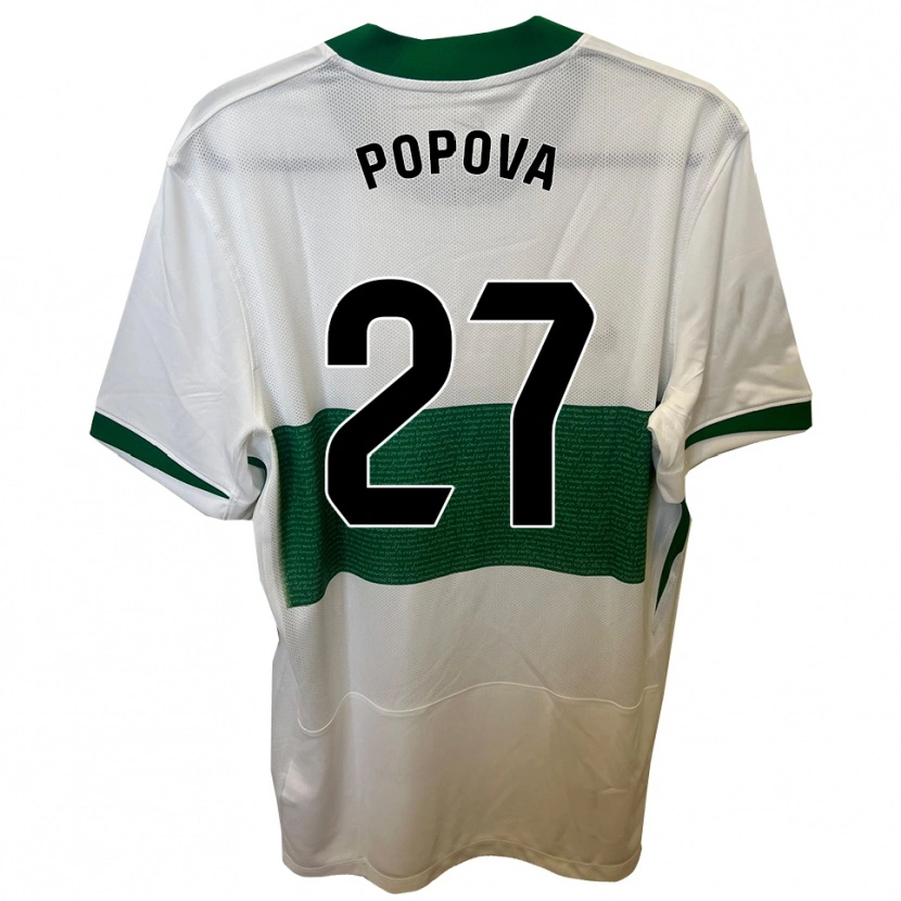 Danxen Dětské Ángela Popova Fedorova #27 Bílá Zelená Domů Hráčské Dresy 2025/26 Dres