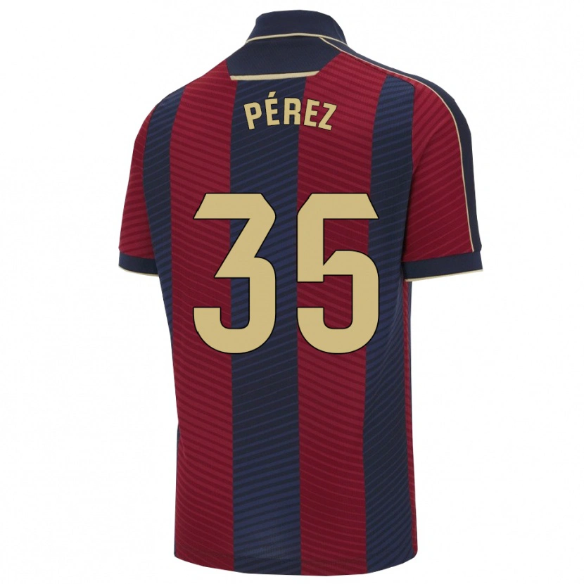 Danxen Dětské Nacho Pérez #35 Červená Tmavě Modrá Domů Hráčské Dresy 2025/26 Dres