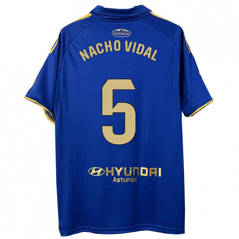 Danxen Dětské Nacho Vidal #5 Modrá Zlatá Domů Hráčské Dresy 2025/26 Dres