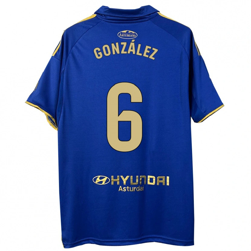 Danxen Dětské Yayo González #6 Modrá Zlatá Domů Hráčské Dresy 2025/26 Dres