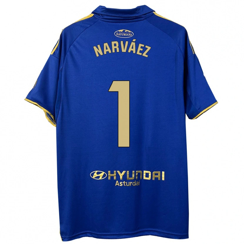 Danxen Dětské Miguel Narváez #1 Modrá Zlatá Domů Hráčské Dresy 2025/26 Dres