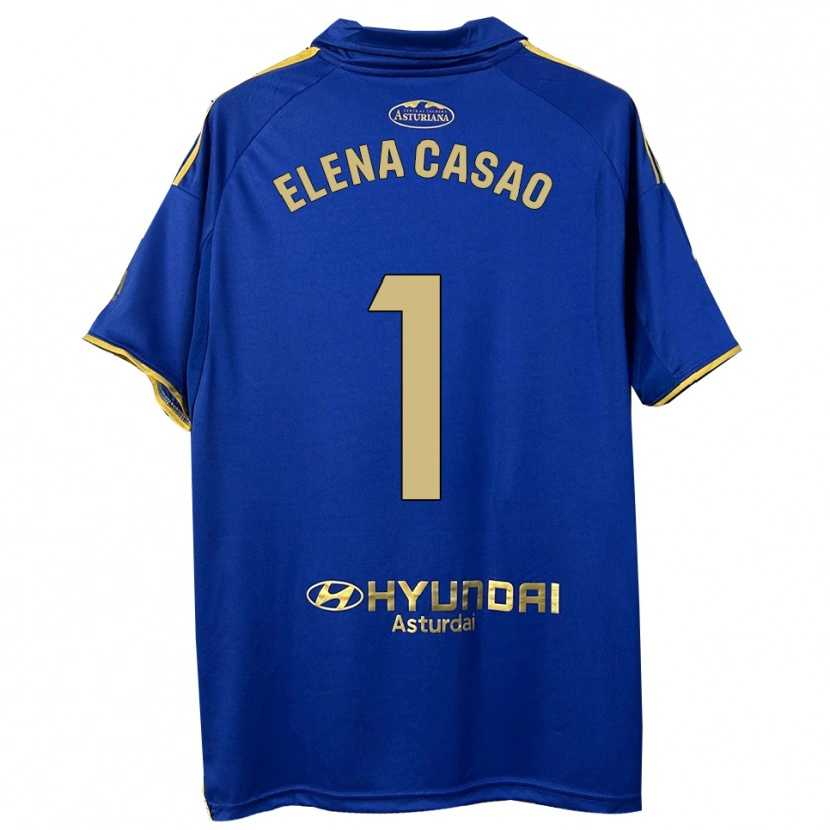Danxen Dětské Elena Casao López #1 Modrá Zlatá Domů Hráčské Dresy 2025/26 Dres