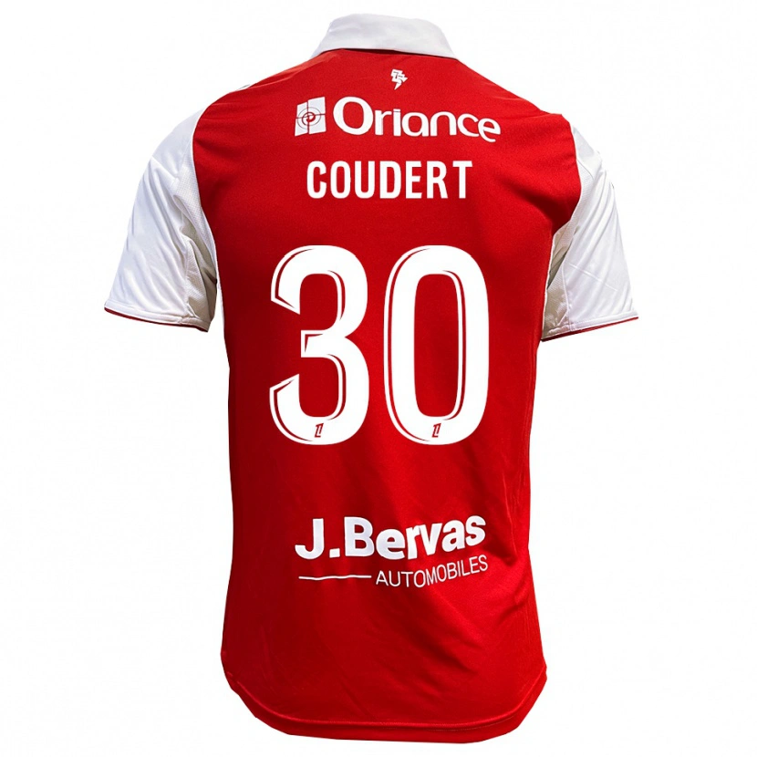 Danxen Dětské Grégoire Coudert #30 Červená Bílá Domů Hráčské Dresy 2025/26 Dres