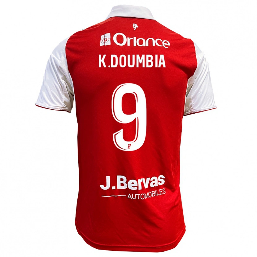 Danxen Dětské Kamory Doumbia #9 Červená Bílá Domů Hráčské Dresy 2025/26 Dres