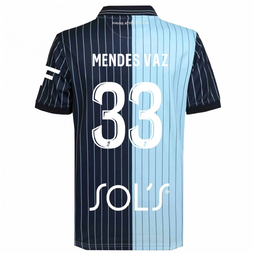 Danxen Dětské Hernâni Mendes Vaz #33 Tmavě Modrá Nebesky Modrá Domů Hráčské Dresy 2025/26 Dres