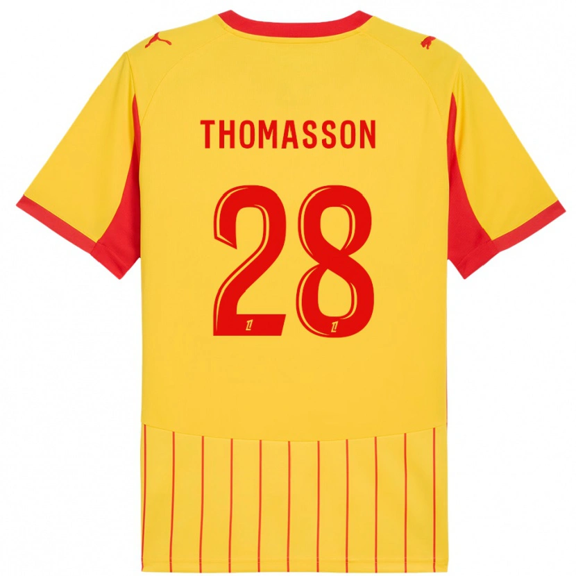 Danxen Dětské Adrien Thomasson #28 Žlutá Červená Domů Hráčské Dresy 2025/26 Dres