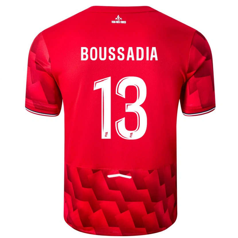 Danxen Dětské Saad Boussadia #13 Červená Bílá Domů Hráčské Dresy 2025/26 Dres