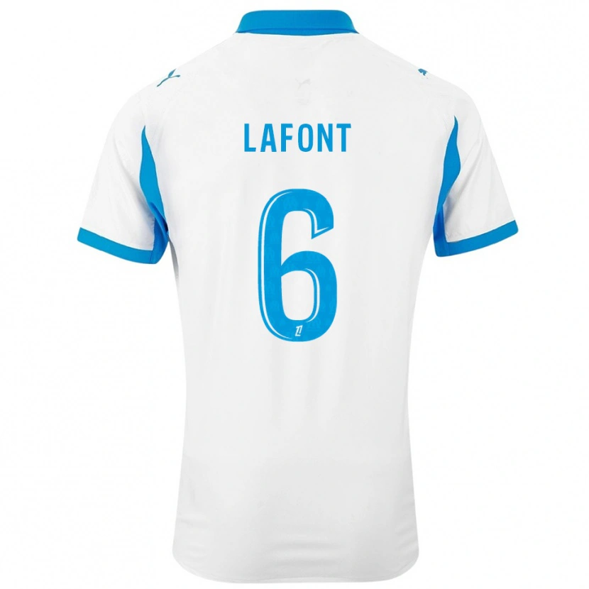 Danxen Dětské Gaël Lafont #6 Bílá Nebesky Modrá Domů Hráčské Dresy 2025/26 Dres