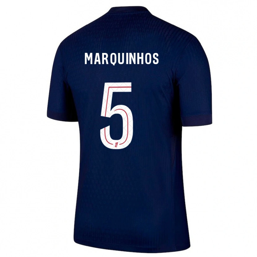 Danxen Dětské Marquinhos #5 Tmavě Modrá Červená Domů Hráčské Dresy 2025/26 Dres