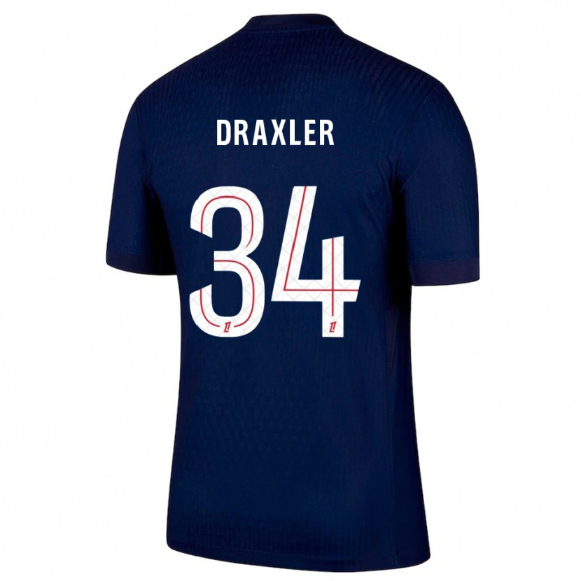 Danxen Dětské Julian Draxler #34 Tmavě Modrá Červená Domů Hráčské Dresy 2025/26 Dres