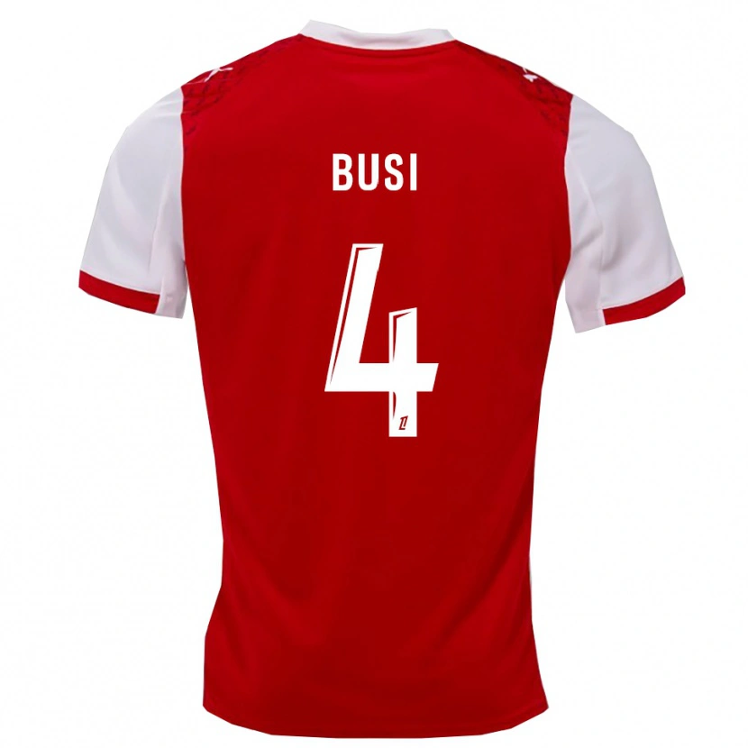 Danxen Dětské Maxime Busi #4 Červená Bílá Domů Hráčské Dresy 2025/26 Dres