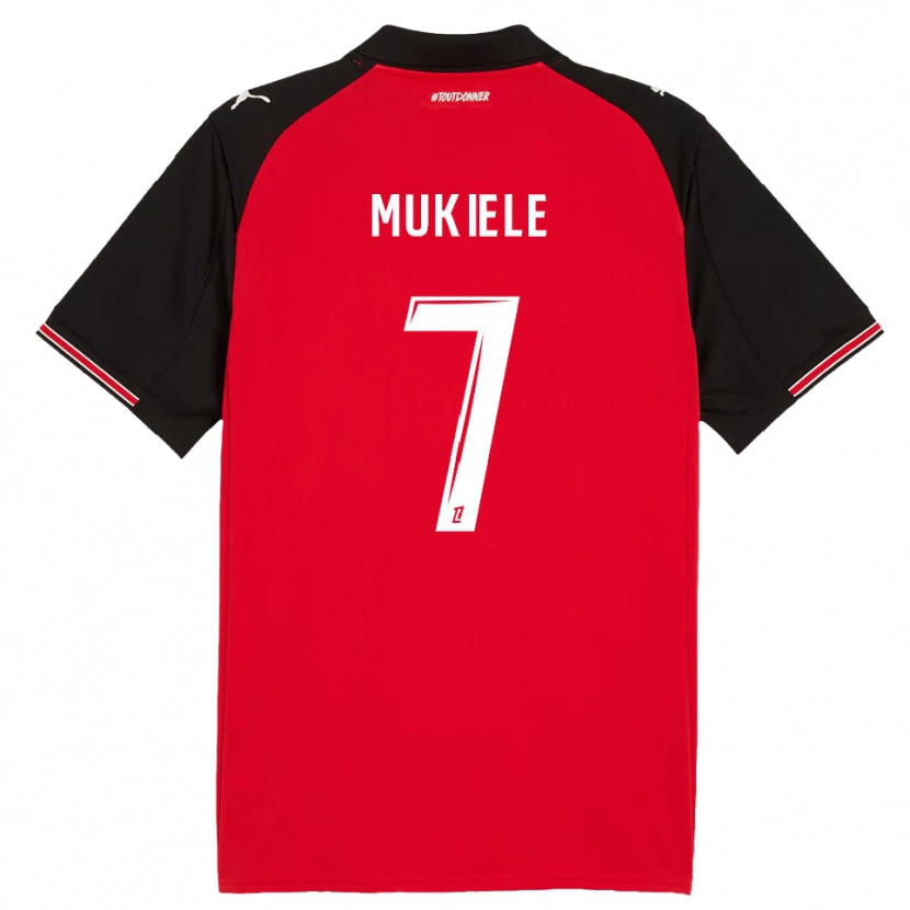 Danxen Dětské Nordan Mukiele #7 Červená Černá Domů Hráčské Dresy 2025/26 Dres