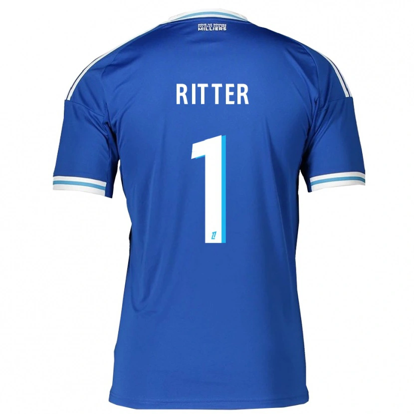 Danxen Dětské Maxime Ritter #1 Modrá Bílá Domů Hráčské Dresy 2025/26 Dres