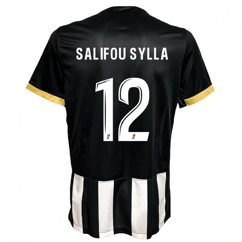 Danxen Dětské Salifou Sylla #12 Černá Bílá Domů Hráčské Dresy 2025/26 Dres