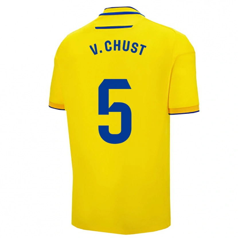 Danxen Dětské Víctor Chust #5 Žlutá Tmavě Modrá Domů Hráčské Dresy 2025/26 Dres