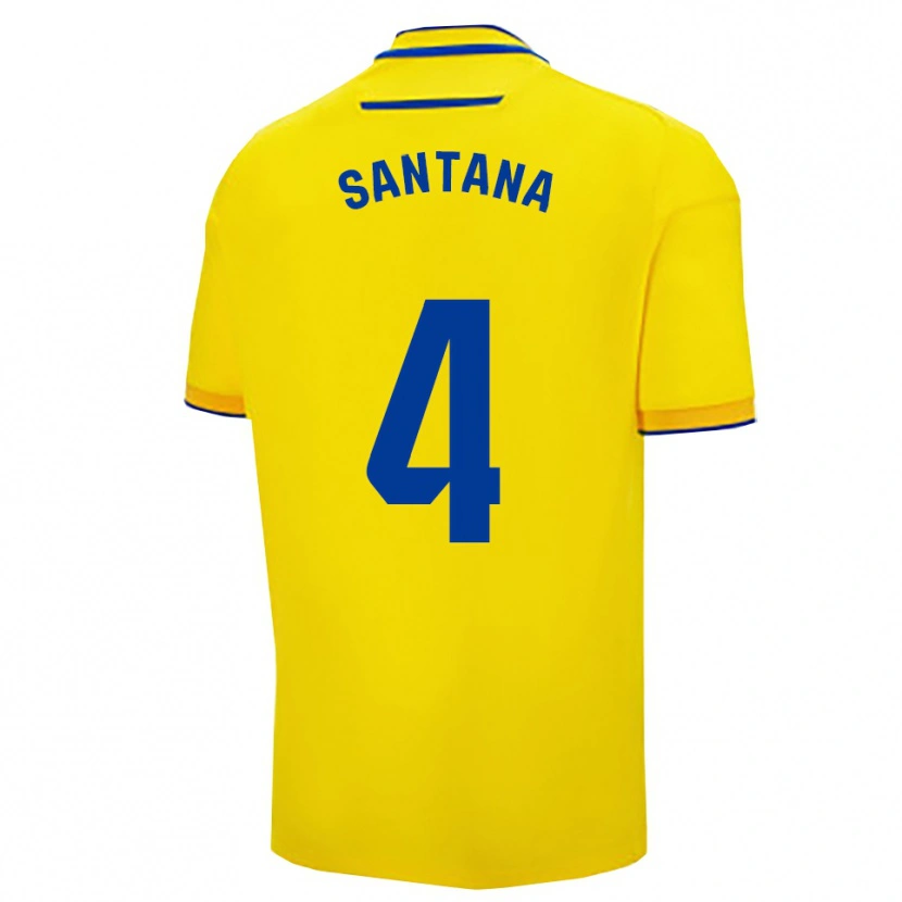 Danxen Dětské María Del Carmen Santana Vázquez #4 Žlutá Tmavě Modrá Domů Hráčské Dresy 2025/26 Dres