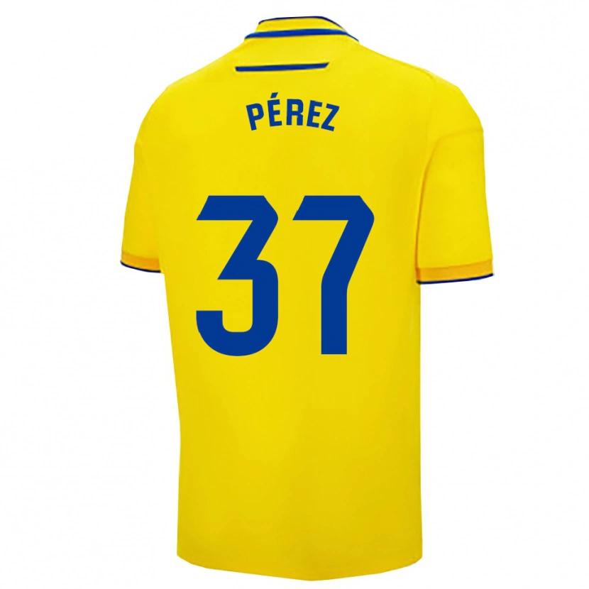 Danxen Dětské David Pérez #37 Žlutá Tmavě Modrá Domů Hráčské Dresy 2025/26 Dres