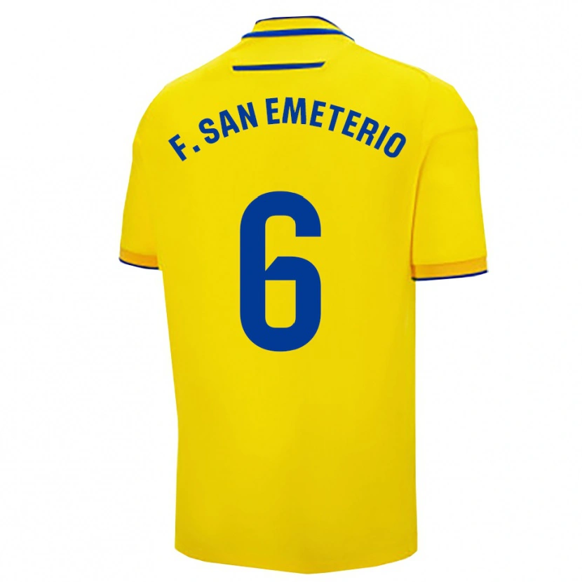 Danxen Dětské Fede San Emeterio #6 Žlutá Tmavě Modrá Domů Hráčské Dresy 2025/26 Dres