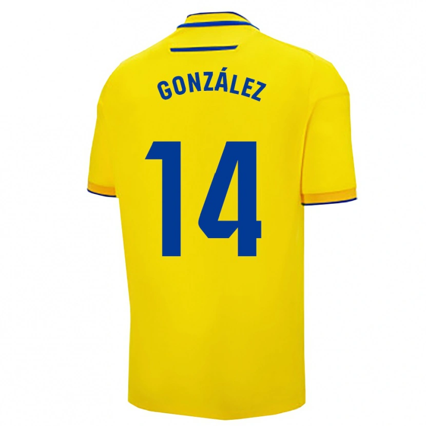 Danxen Dětské Joaquín González #14 Žlutá Tmavě Modrá Domů Hráčské Dresy 2025/26 Dres