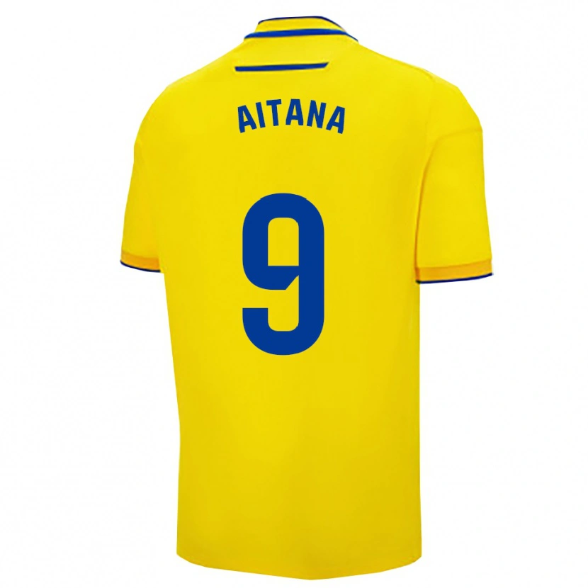 Danxen Dětské Aitana Marchante Fernandez #9 Žlutá Tmavě Modrá Domů Hráčské Dresy 2025/26 Dres
