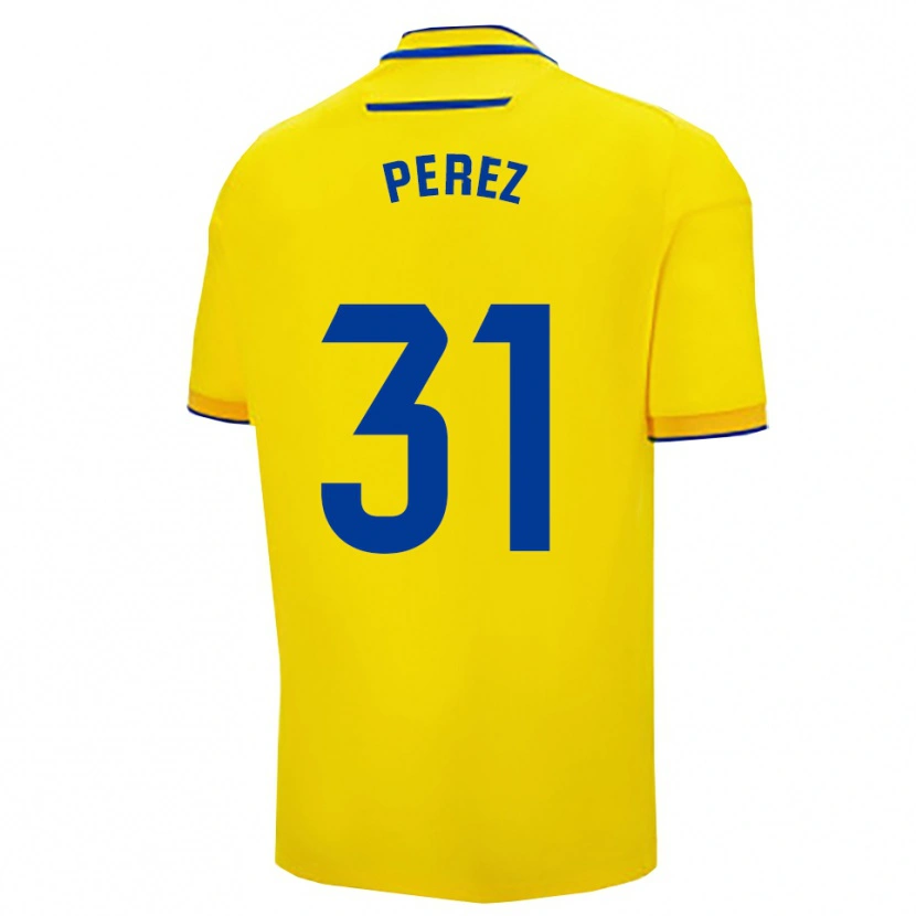 Danxen Dětské Ángel Pérez #31 Žlutá Tmavě Modrá Domů Hráčské Dresy 2025/26 Dres