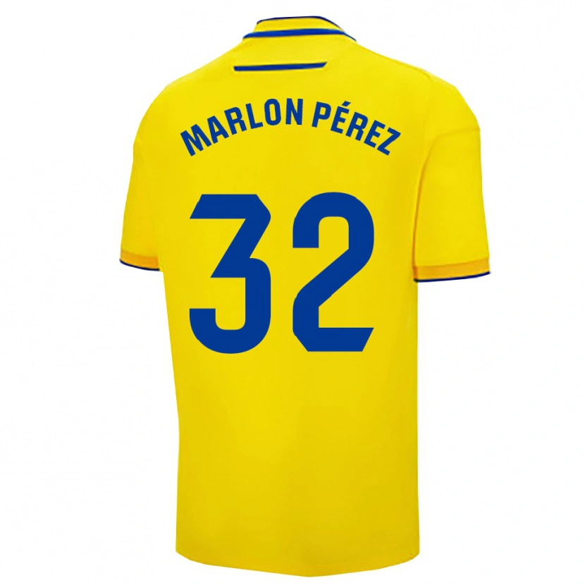 Danxen Dětské Marlon Pérez #32 Žlutá Tmavě Modrá Domů Hráčské Dresy 2025/26 Dres