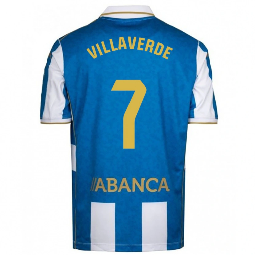 Danxen Dětské Hugo Villaverde #7 Bílá Modrá Domů Hráčské Dresy 2025/26 Dres